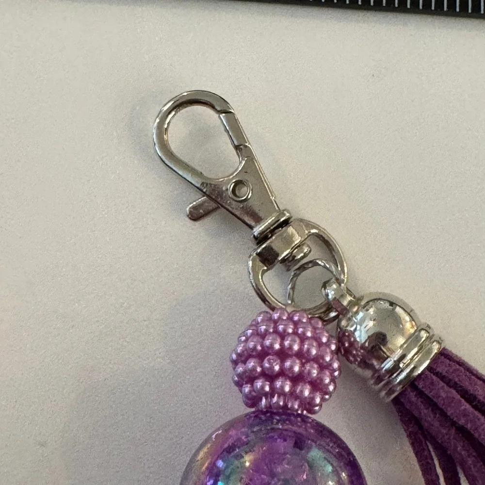 Purple Butterfly‎ Bow Beaded Tassel Keychain Charm Bling Sparkle